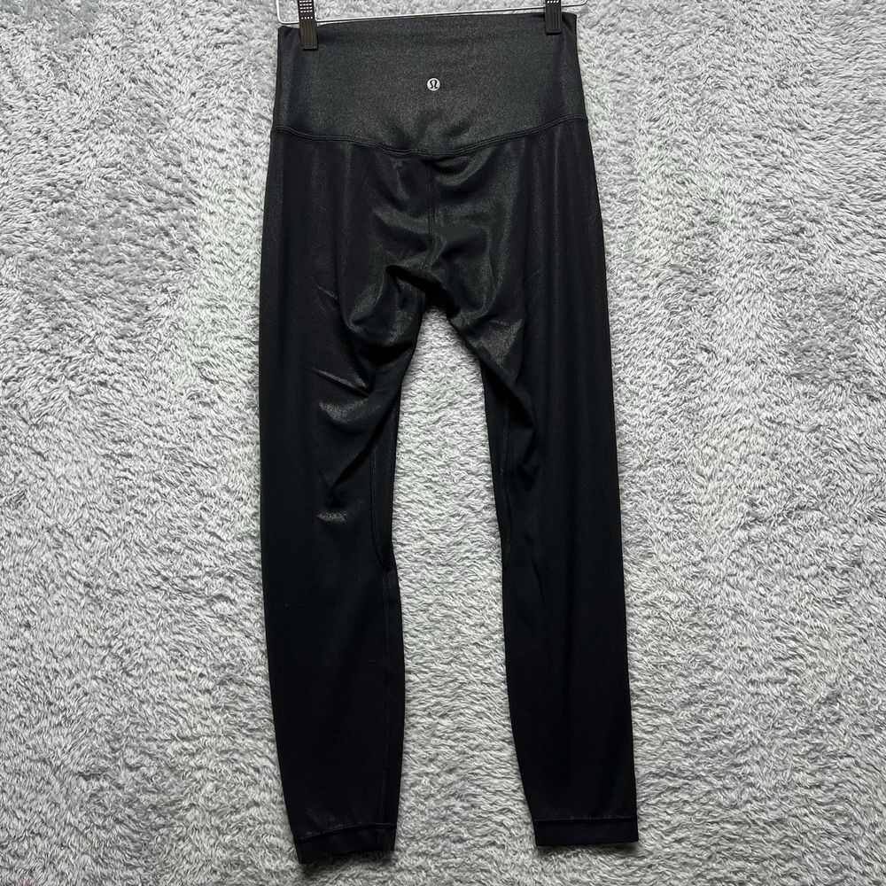Lululemon Align High Rise Shine‎ Legging Pants Black Womens 6 Glossy Metallic